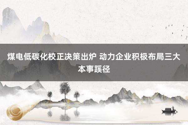 煤电低碳化校正决策出炉 动力企业积极布局三大本事蹊径
