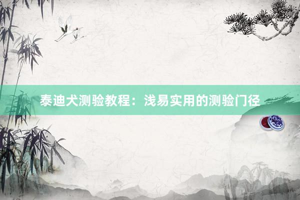 泰迪犬测验教程：浅易实用的测验门径